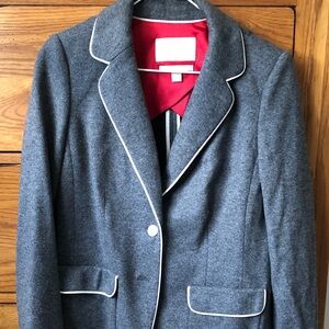 Banana Republic Gray Blazer with White Piping and Red Lining